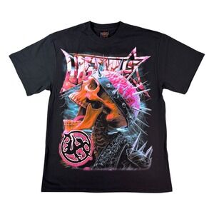 Lost Hills Mens Graphic T-Shirt Black Skull Brain Heavy Metal‎ Style Size Large